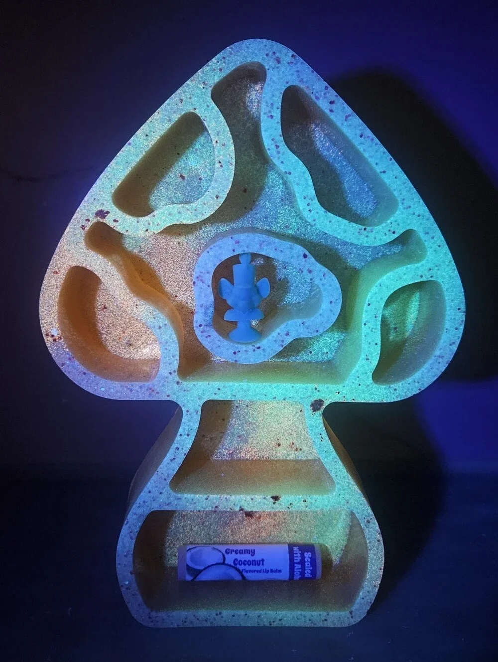 Mushroom Trinket Display Shelf Glow In The Dark Glitter Resin Custom